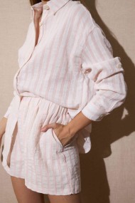 CONJUNTO CAMISA SHORT RAYAS ROSA Y BLANCO FBZMR22113/22116