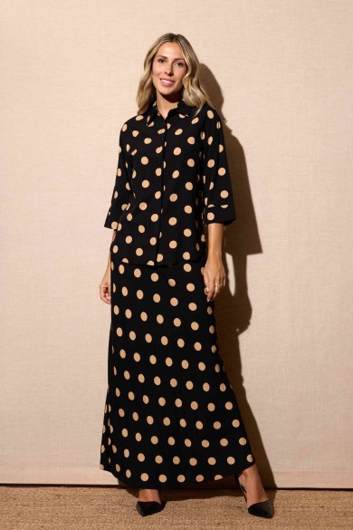 FALDA LARGA ESTAMPADA DE LUNARES FBZMR22359