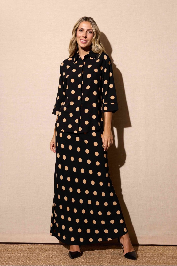 FALDA LARGA ESTAMPADA DE LUNARES FBZMR22359