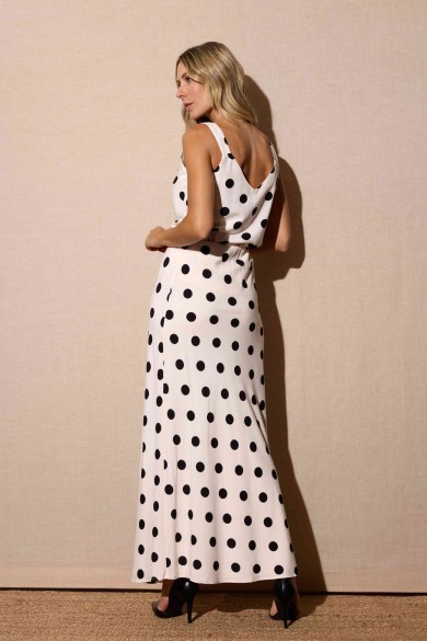 TOP DE TIRANTES BLANCO CON LUNARES NEGROS FBZMR22361