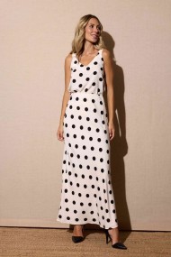 FALDA LARGA BLANCA CON LUNARES NEGROS FBZMR22358