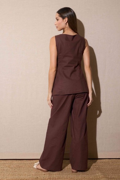 CONJUNTO SIN MANGAS DE CHAQUETA ENTALLADA Y PANTALÓN ANCHO FBZMA1585AB
