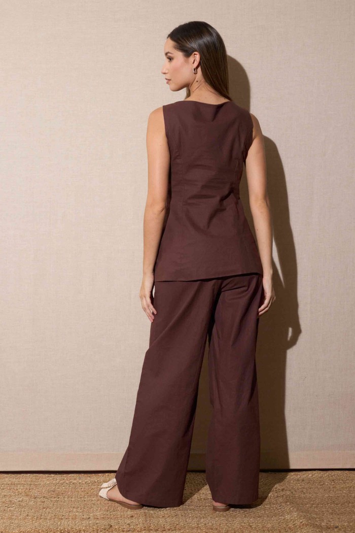 CONJUNTO SIN MANGAS DE CHAQUETA ENTALLADA Y PANTALÓN ANCHO FBZMA1585AB