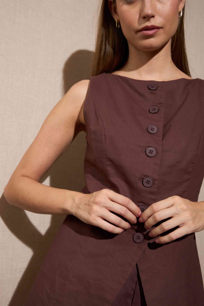 CONJUNTO SIN MANGAS DE CHAQUETA ENTALLADA Y PANTALÓN ANCHO FBZMA1585AB