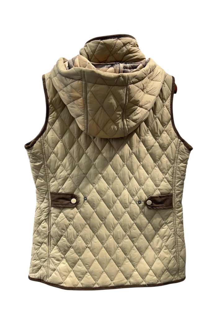 CHALECO ACOLCHADO BEIGE CON DETALLE EN CONTRASTE Y BOLSILLOS TY-Z56562