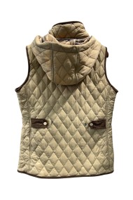 CHALECO ACOLCHADO BEIGE CON DETALLE EN CONTRASTE Y BOLSILLOS TY-Z56562