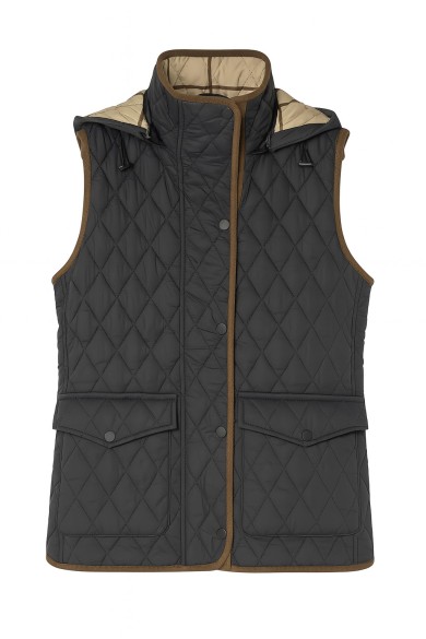 CHALECO ACOLCHADO NEGRO CON RIBETE EN CONTRASTE Y CAPUCHA INTERIOR TY-Z56562