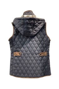 CHALECO ACOLCHADO NEGRO CON RIBETE EN CONTRASTE Y CAPUCHA INTERIOR TY-Z56562