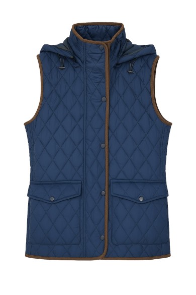 CHALECO ACOLCHADO AZUL MARINO CON CAPUCHA Y DETALLES EN CONTRASTE TY-Z56562