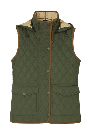 CHALECO ACOLCHADO VERDE GRISÁCEO CON CAPUCHA Y DETALLES EN CONTRASTE TY-Z56562