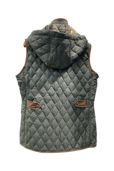 CHALECO ACOLCHADO VERDE GRISÁCEO CON CAPUCHA Y DETALLES EN CONTRASTE TY-Z56562