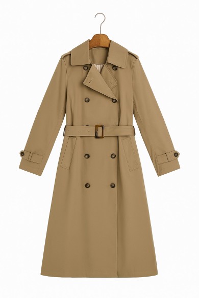 GABARDINA CLÁSICA BEIGE CON CINTURÓN Y BOTONADURA CRUZADA TY-Z56568