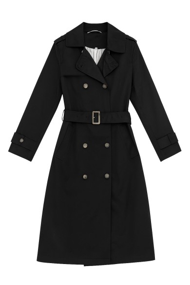 GABARDINA NEGRA CLÁSICA CON CINTURÓN Y DOBLE BOTONADURA TY-Z56568