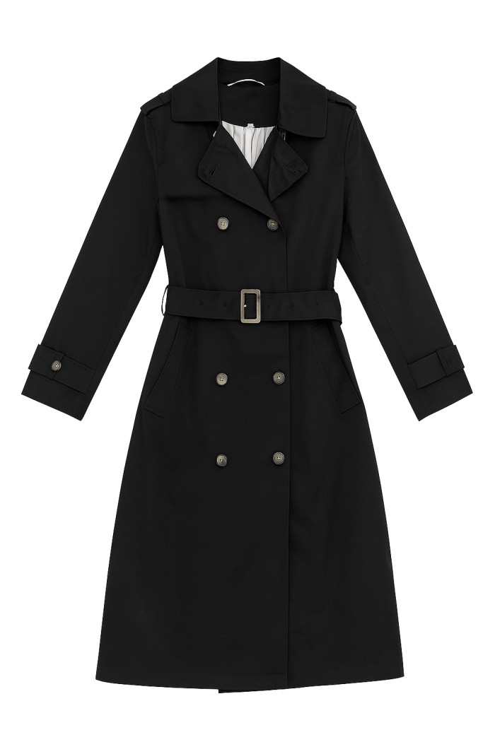 GABARDINA NEGRA CLÁSICA CON CINTURÓN Y DOBLE BOTONADURA TY-Z56568