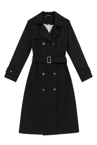 GABARDINA NEGRA CLÁSICA CON CINTURÓN Y DOBLE BOTONADURA TY-Z56568