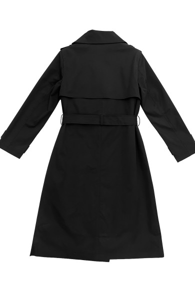 GABARDINA NEGRA CLÁSICA CON CINTURÓN Y DOBLE BOTONADURA TY-Z56568