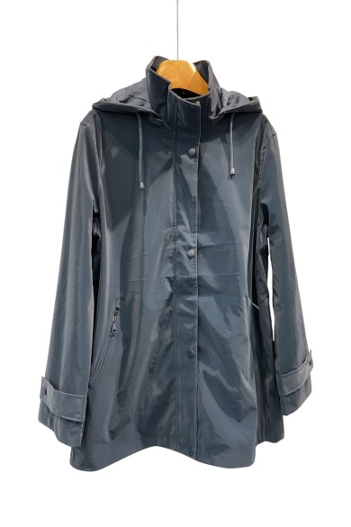 CORTAVIENTOS GRIS OSCURO IMPERMEABLE TALLA GRANDE CON CREMALLERA Y CAPUCHA TY-Z56010