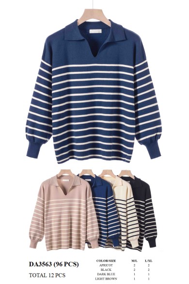 JERSEY DE PUNTO A RAYAS CON CUELLO POLO DBT-DA3563